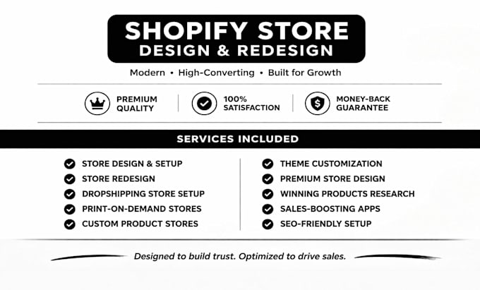 build shopify dropshipping store ecommerce website design or redesign  store