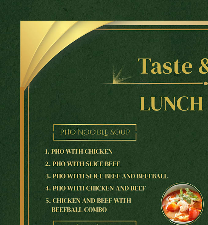design a modern and professional restaurant menu