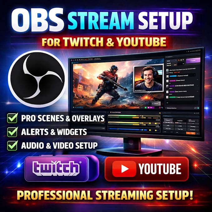 setup obs studio for twitch youtube streaming professionally