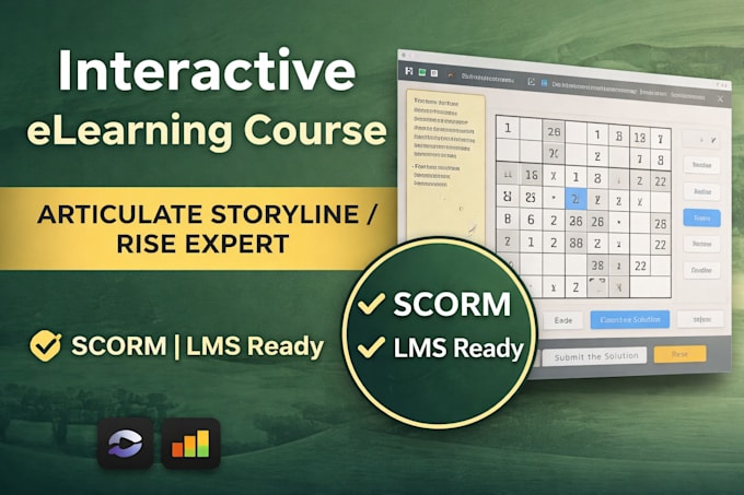 create interactive elearning course in articulate storyline or rise 360