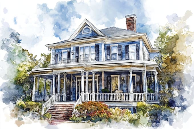 draw a watercolor house painting