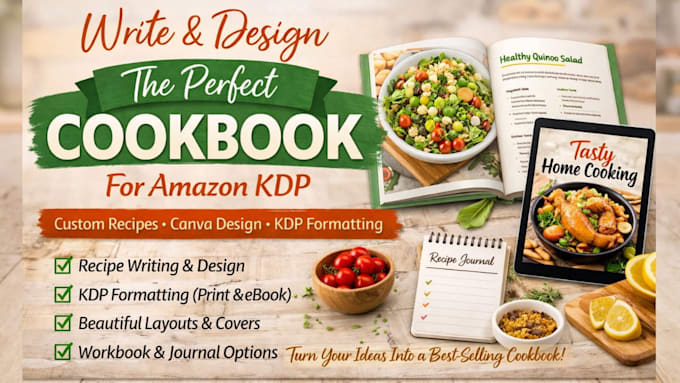 write cookbook design recipe kdp formatting journal publishing canva workbook