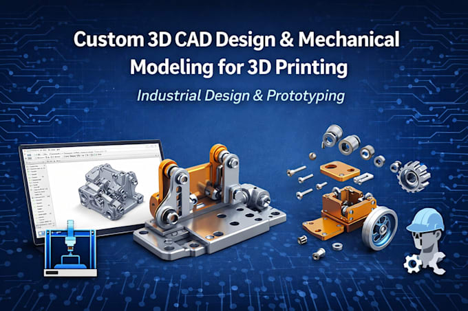 do 3d cad design, mechanical cad modelling, industrial design for 3d printing