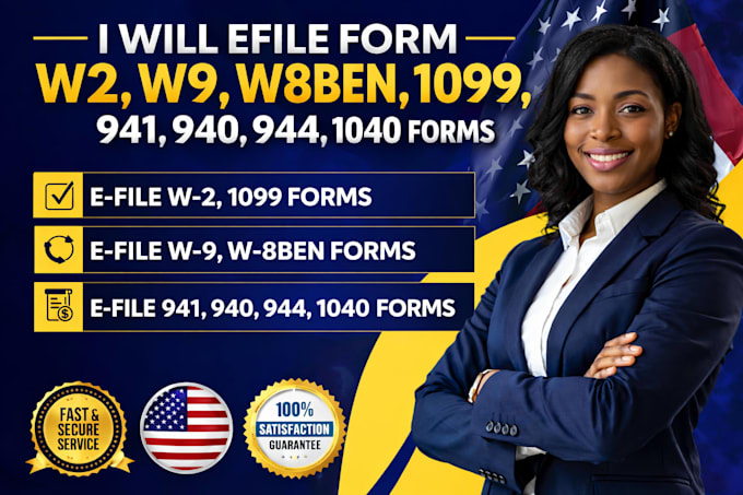 efile form w9, w2, w8ben, 1099, 941, 940, 944, 1040 forms
