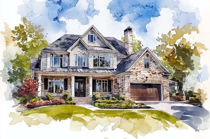 Create a custom hand painted watercolor house portrait by Whitleyendoza ...