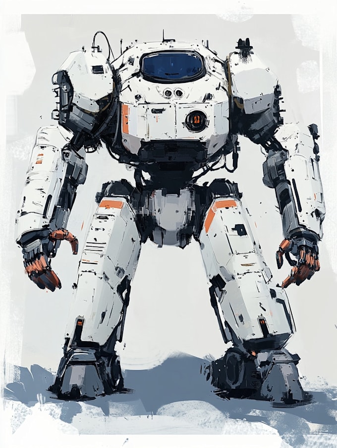 draw anime style mecha robot illustrations