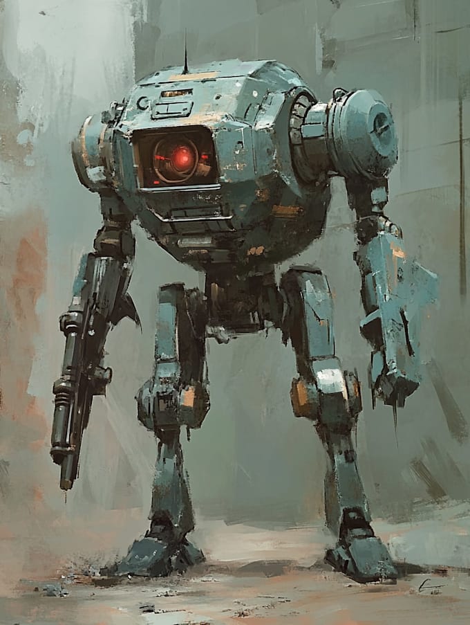 create retro mecha or scifi gundam art