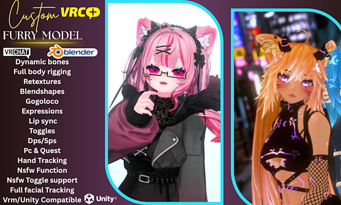 Do custom 3d furry vrc anime model, nsfw vrchat avatar, vtuber animaze ...