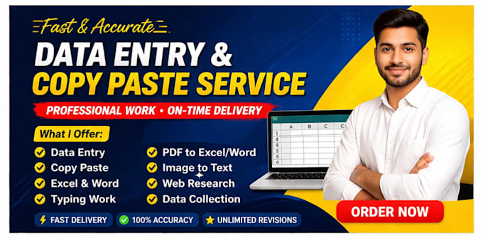 do accurate data entry, copy paste, excel typing work