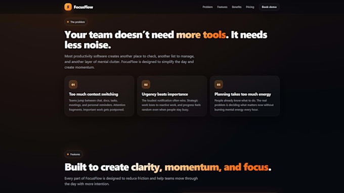 provide a modern saas landing page HTML template