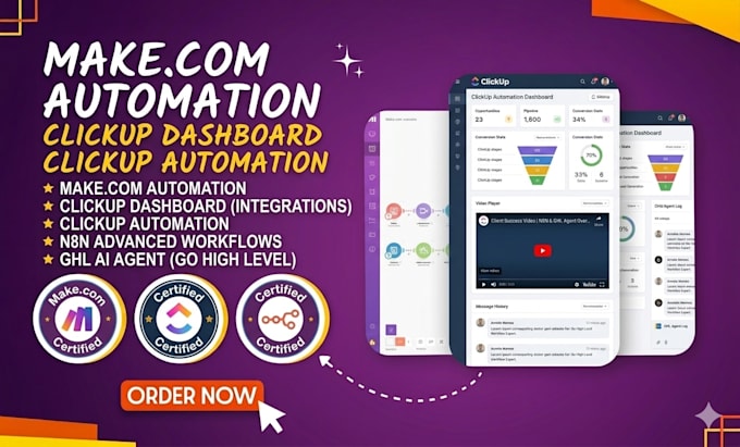 make com automation clickup dashboard click up automation made com n8n ghl agent