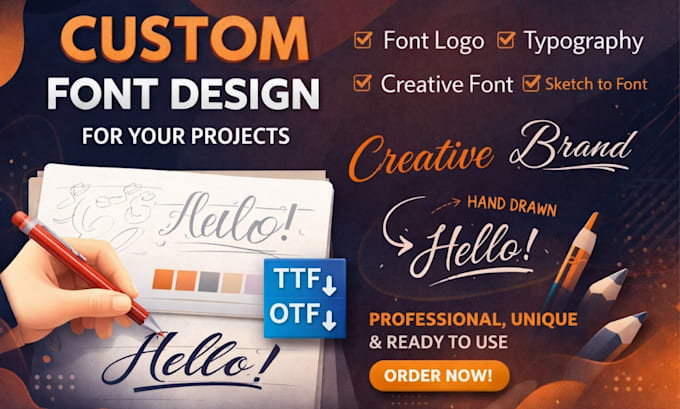 create custom font design for your projects, font logo and typography