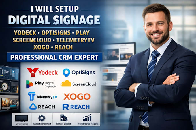 setup digital signage yodeck optisigns play screencloud telemetrytv xogo reach