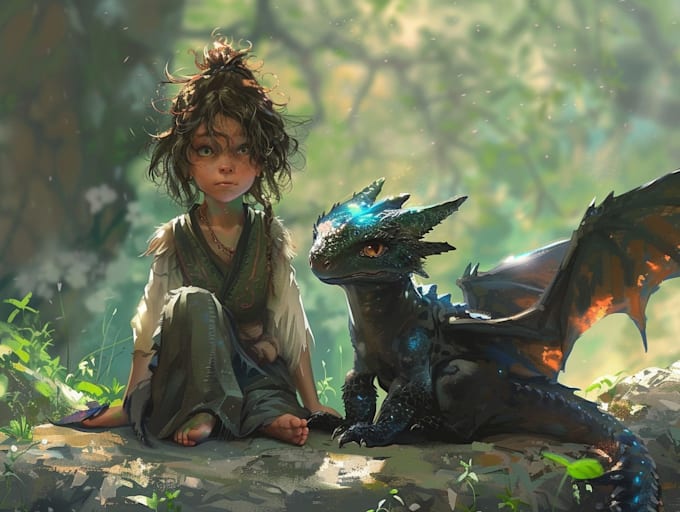draw fantasy kids character illustration