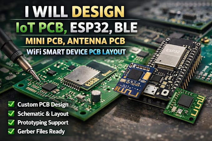 design iot pcb, esp32, ble, mini pcb, antenna pcb, wifi smart device pcb layout