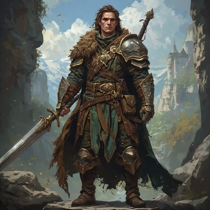 draw a fantasy character for dnd, pathfinder, etc