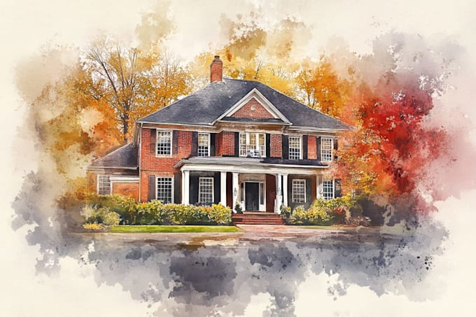 watercolor a house portrait