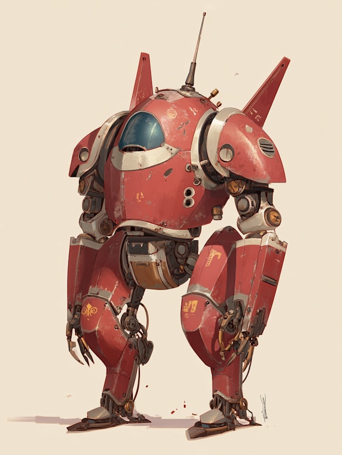 draw anime style mecha robot illustrations