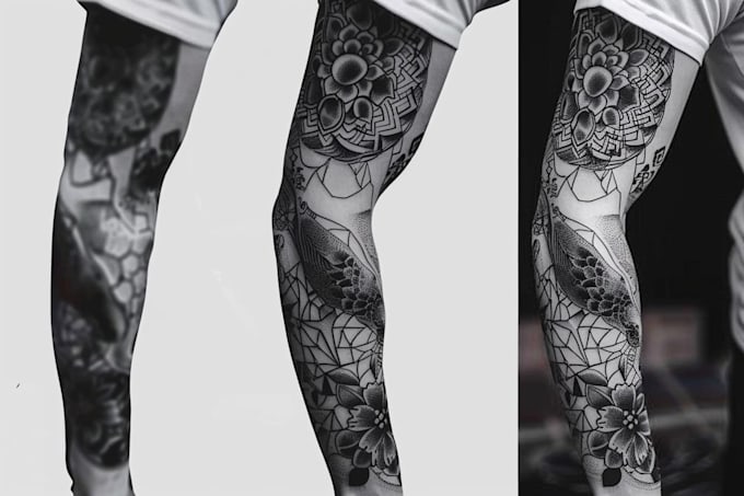 create sleeve tattoo design in geometric style