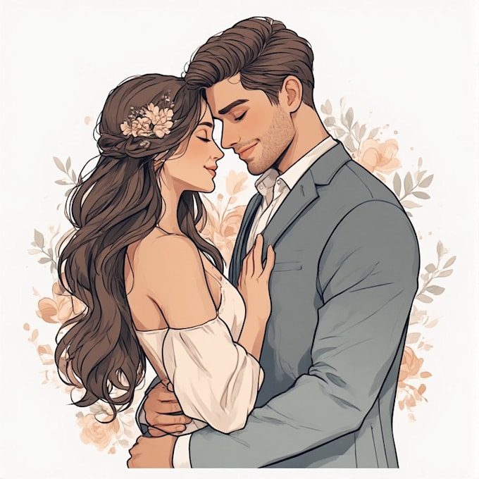 draw a beautiful couple portrait