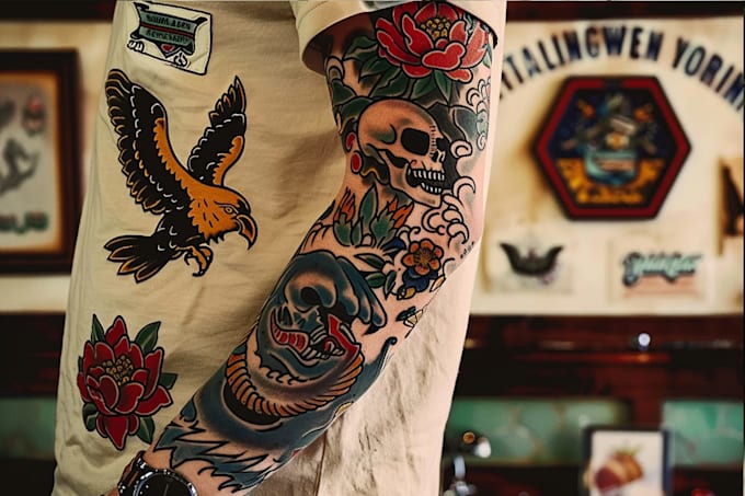 create american traditional tattoo style design