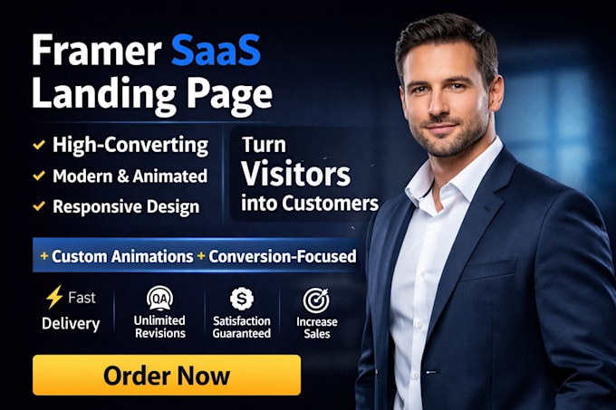 design framer website saas startup landing page with animation