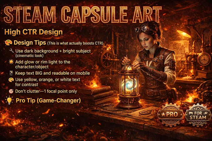 Design professional steam capsule art for your game that boost click by ...