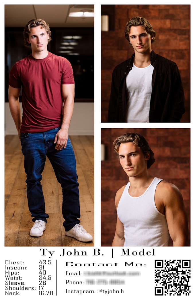 create a professional modeling comp card