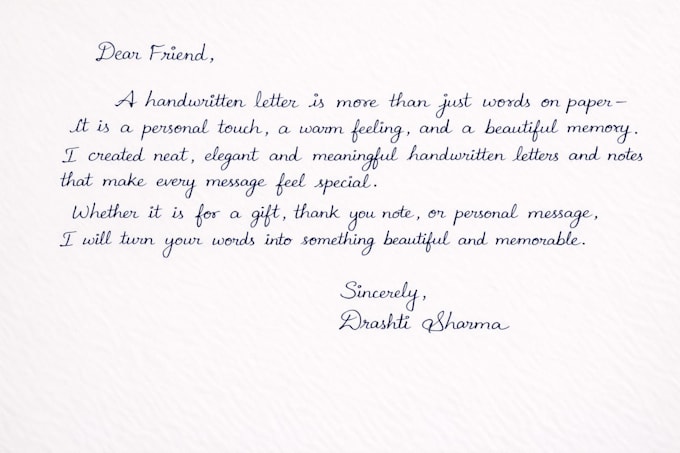 handwrite letters and notes in a beautiful handwriting