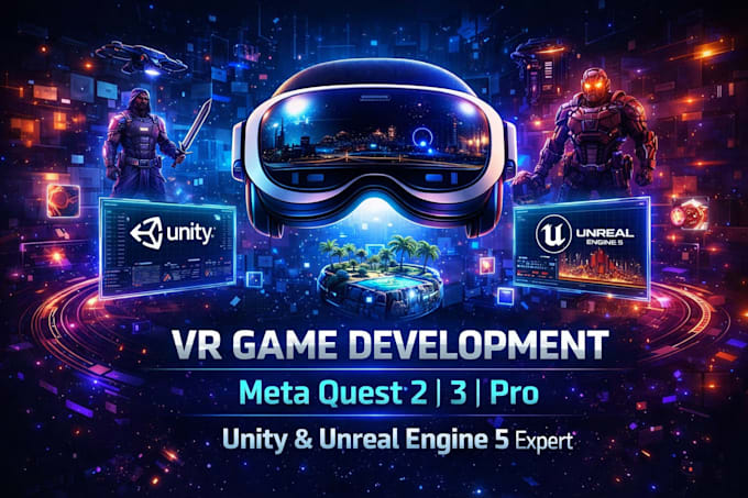 develop VR games for oculus meta quest 2, 3,pro using unity, unreal engine 5