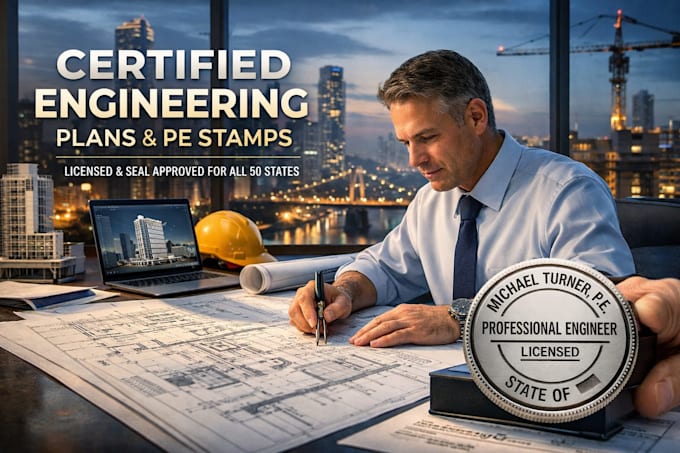 provide licensed architect structural engineer USA pe stamp for permit mi ma ct