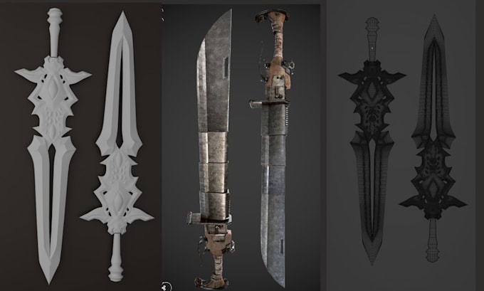 Create 3d sword 3d weapon 3d armor 3d props for 3d printing stl file ...