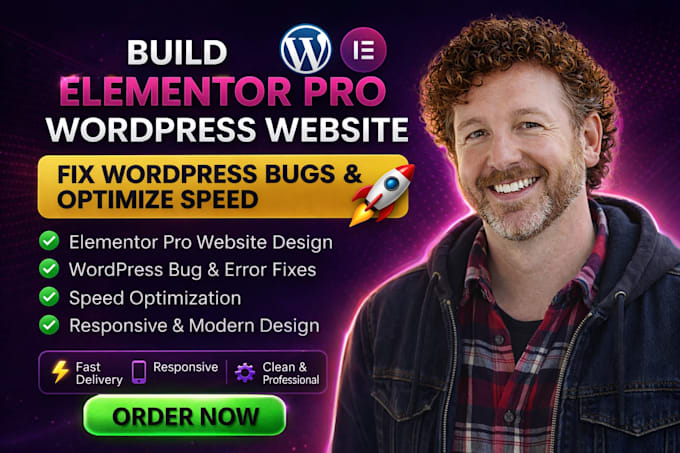build elementor pro wordpress website or fix wordpress bug issues optimize speed