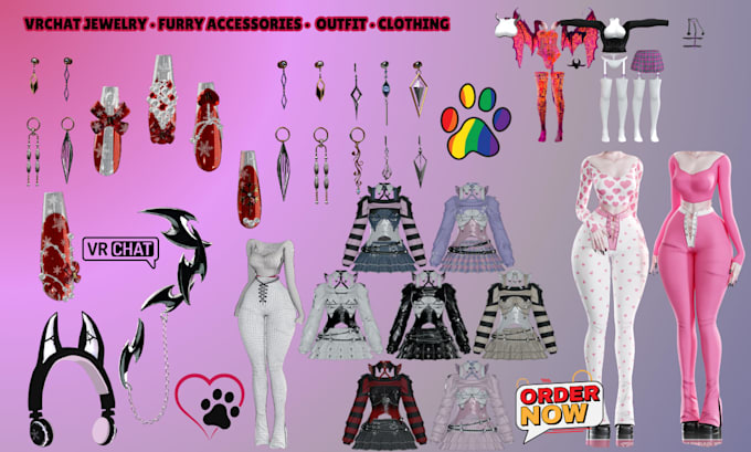 create vr clothing accessories, vtuber outfit, vrchat props, weapon for avatars