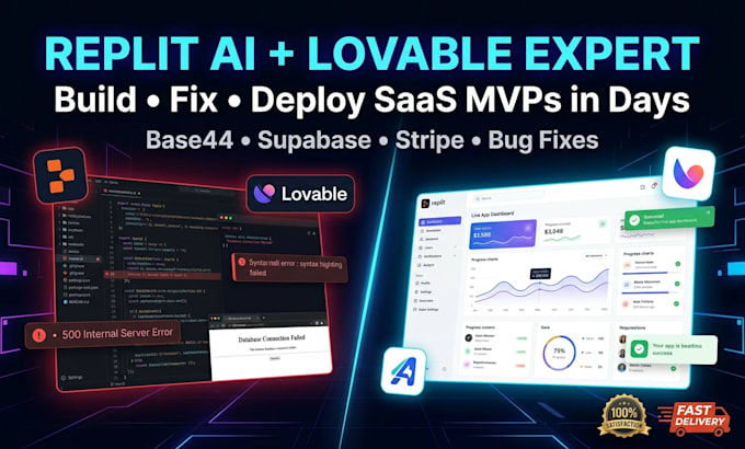 build fix and deploy replit ai lovable base44 web apps and mvps