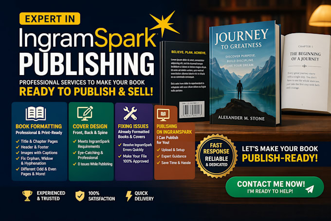 format your book for amazon KDP or ingramspark