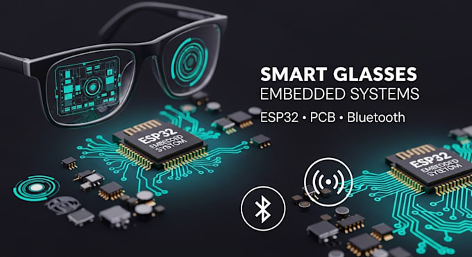 develop esp32 embedded systems for smart glasses, watch with pcb and bluetooth