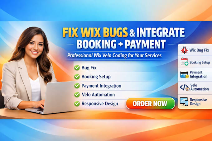 fix wix bugs, integrate wix booking and payment with wix velo coding