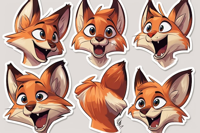 make furry stickers on cartoon style