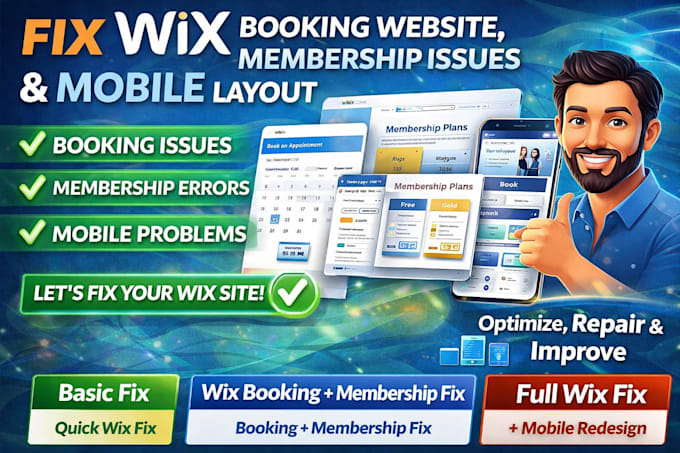 fix wix booking website membership issues fix wix mobile layout