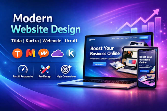 build setup tilda mobirise webnode ucraft pagecloud kartra website design