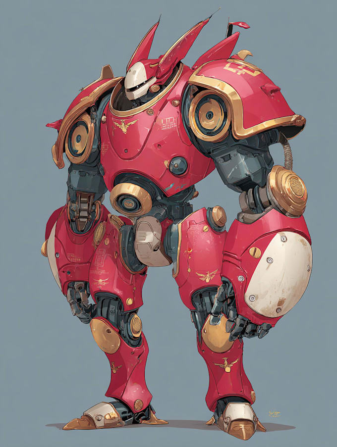 draw anime style mecha robot illustrations