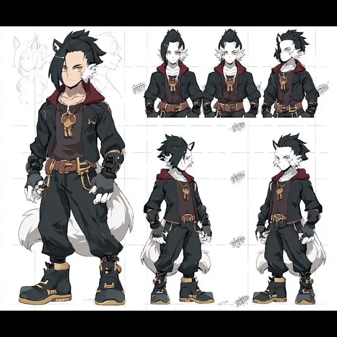 Draw anime style character reference sheet design for you by Collienis ...