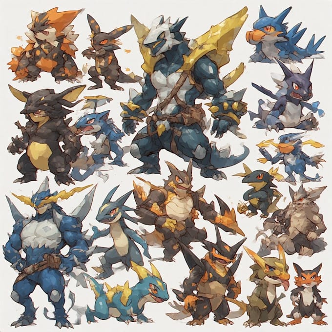draw pokemon team with you as trainer in outstanding quality