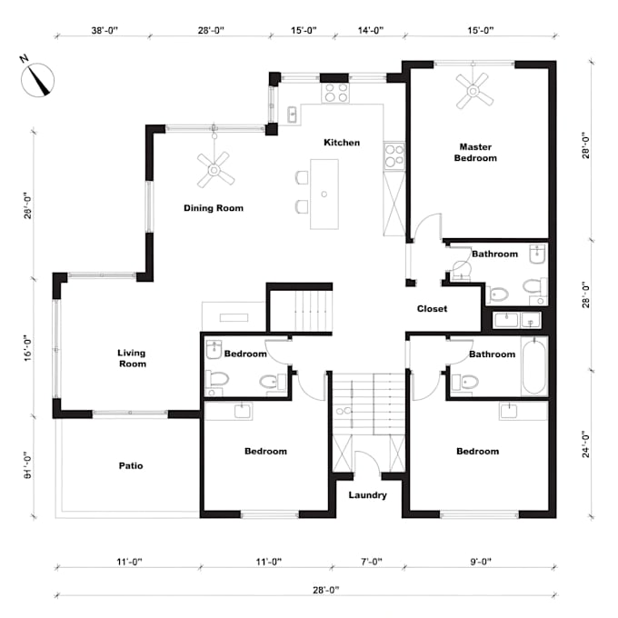 do draw your architectural floor plan in auto cad 2d