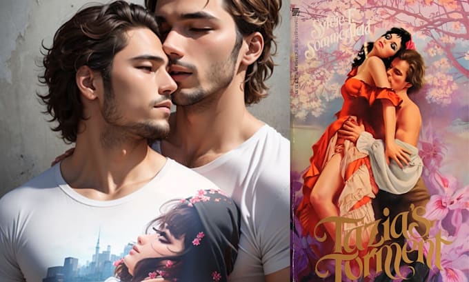 design gay, ya lgbtq romantasy book cover, fantasy nsfw romance book cover no ai