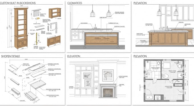 Create detailed shop drawings sections and elevation for interior ...