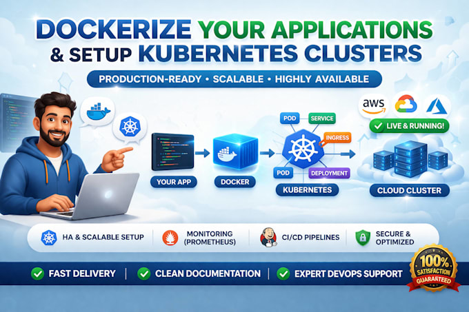 dockerize your applications and setup kubernetes clusters