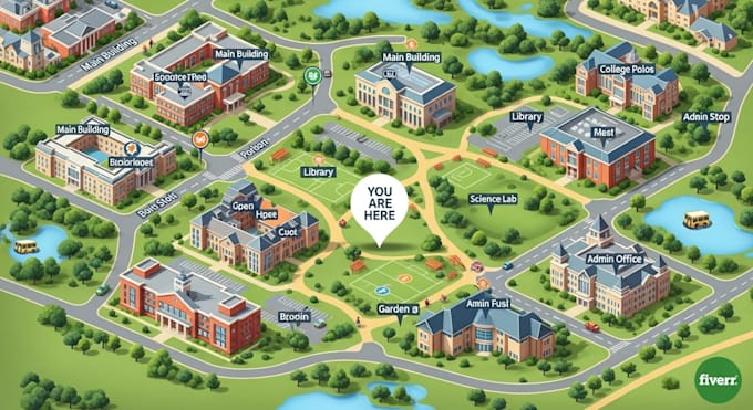 illustrate custom map, site plan, property map for office, school or college