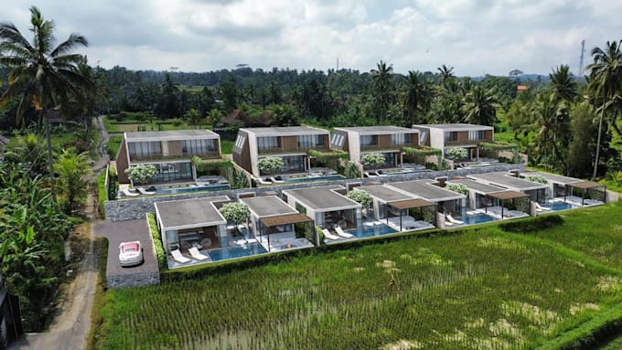 buildup gated community, urban plan development, site plan , aerial view render